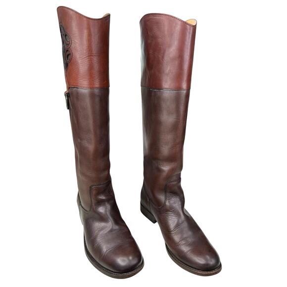 Frye Women’s Melissa D Ring Brown Logo Leather Riding Boot Size US 6.5 B - Picture 5 of 12